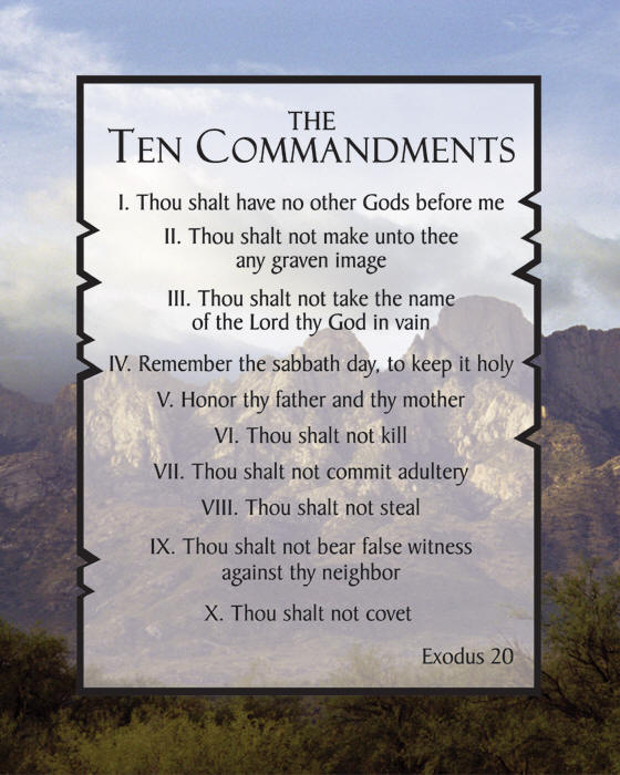 Name the Ten Commandments from Moses